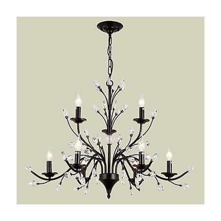 Lampadario in cristallo a 9 luci moderno contemporaneo vintage retrò classico country dipinto