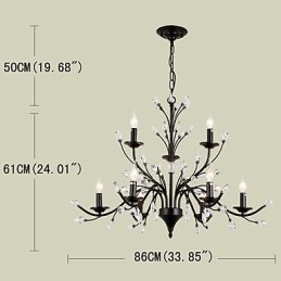 Lampadario in cristallo a 9 luci moderno contemporaneo vintage retrò classico country dipinto