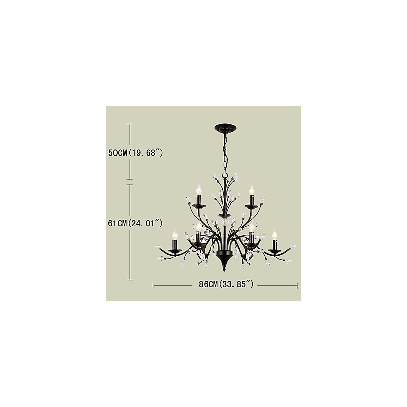 Lampadario in cristallo a 9 luci moderno contemporaneo vintage retrò classico country dipinto