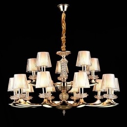 Lampadario in lega di zinco con cristallo, stile mini, 15 lampadine E12/E14