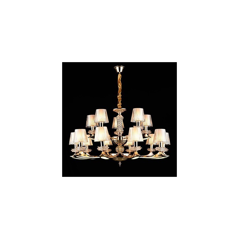 Lampadario in lega di zinco con cristallo, stile mini, 15 lampadine E12/E14