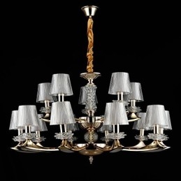 Lampadario in lega di zinco con cristallo, stile mini, 15 lampadine E12/E14