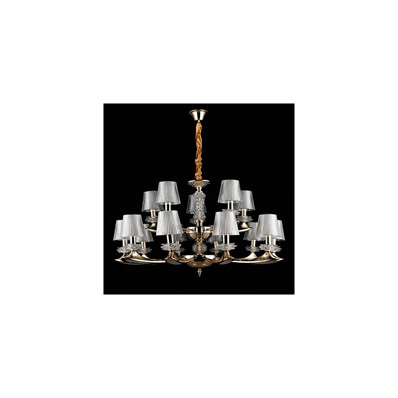 Lampadario in lega di zinco con cristallo, stile mini, 15 lampadine E12/E14