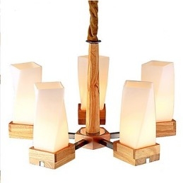 Lampadario in legno massello creativo beige 60 cm