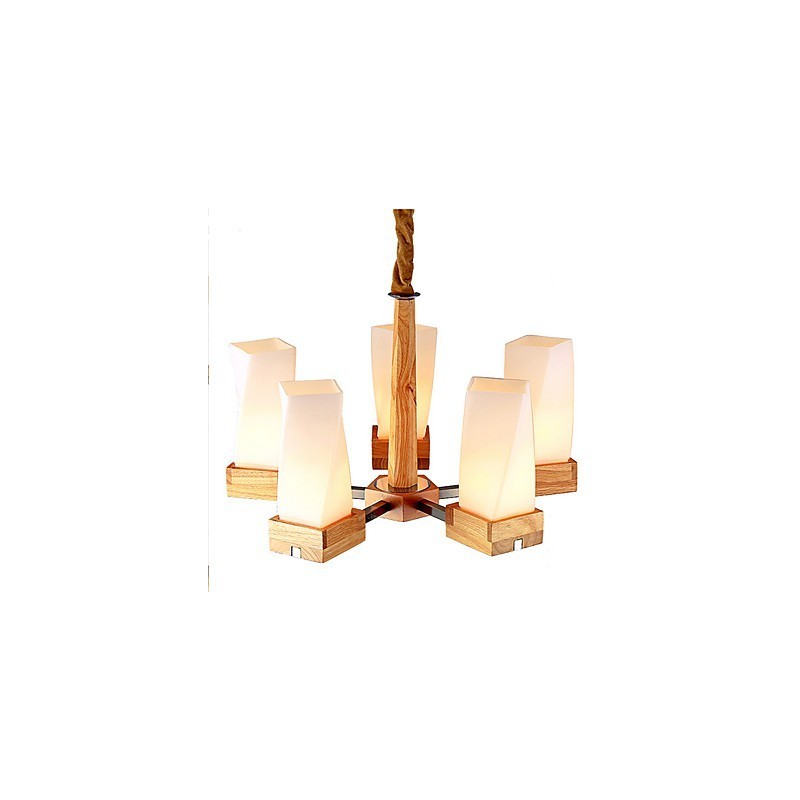 Lampadario in legno massello creativo beige 60 cm