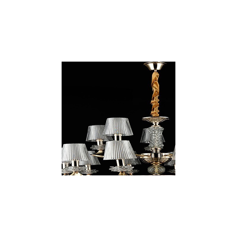 Lampadario in lega di zinco con cristallo, stile mini, 15 lampadine E12/E14