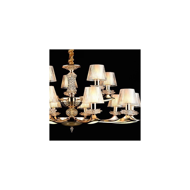 Lampadario in lega di zinco con cristallo, stile mini, 15 lampadine E12/E14