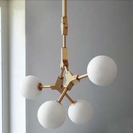 Lampadario mini classico in legno e bambù, finitura pitturata, 4 lampadine LED G4