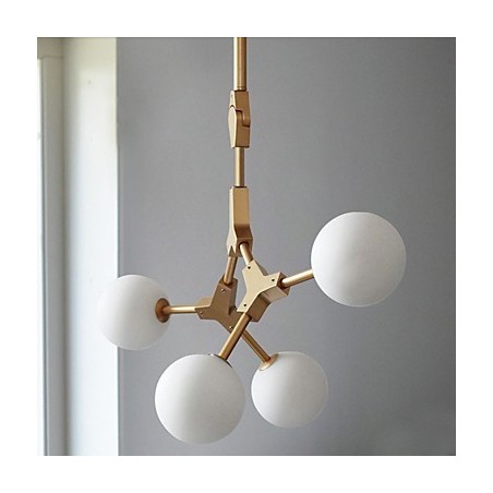Lampadario mini classico in legno e bambù, finitura pitturata, 4 lampadine LED G4