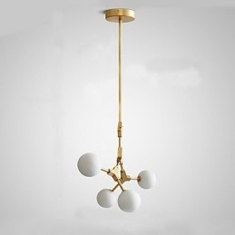 Lampadario mini classico in legno e bambù, finitura pitturata, 4 lampadine LED G4