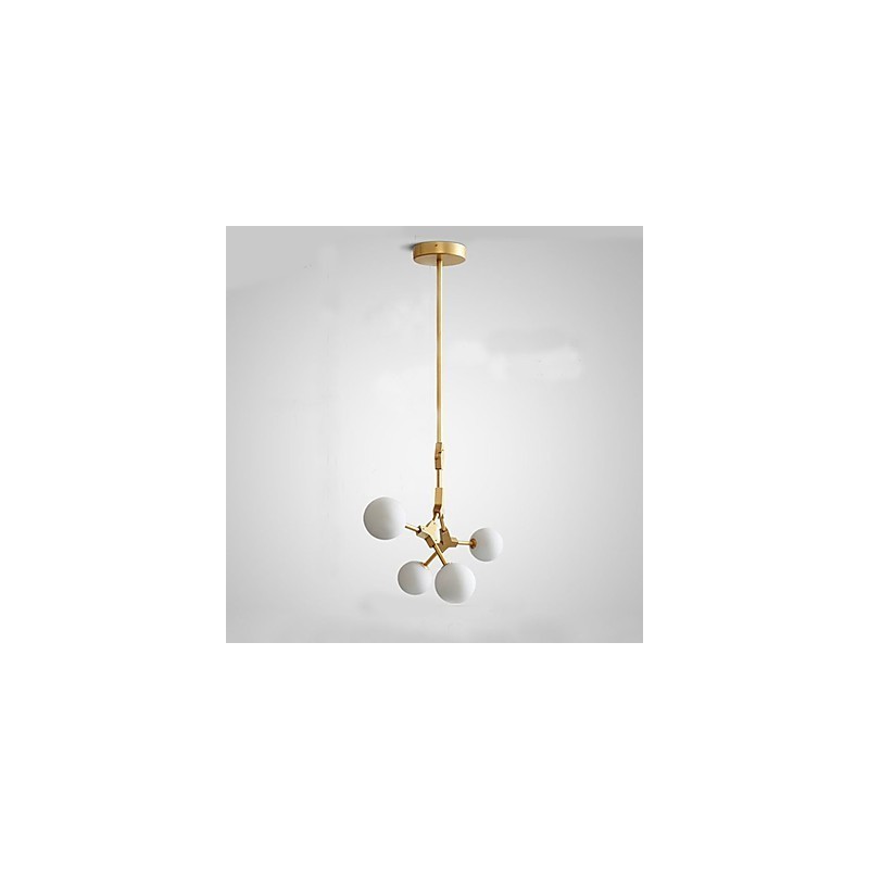 Lampadario mini classico in legno e bambù, finitura pitturata, 4 lampadine LED G4
