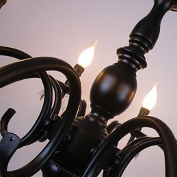 Lampadario europeo a candela in cristallo nero 6 luci E12/E14