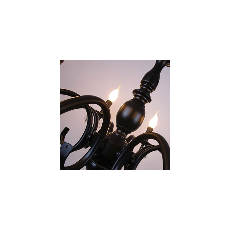 Lampadario europeo a candela in cristallo nero 6 luci E12/E14