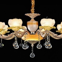Lampadario classico tradizionale in lega di zinco con 8 luci, stile mini cristallo
