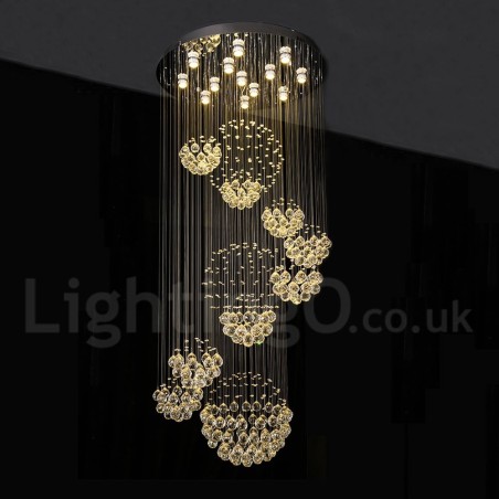 Lampadario a sospensione moderno in cristallo 5 m, 13 lampadine GU10
