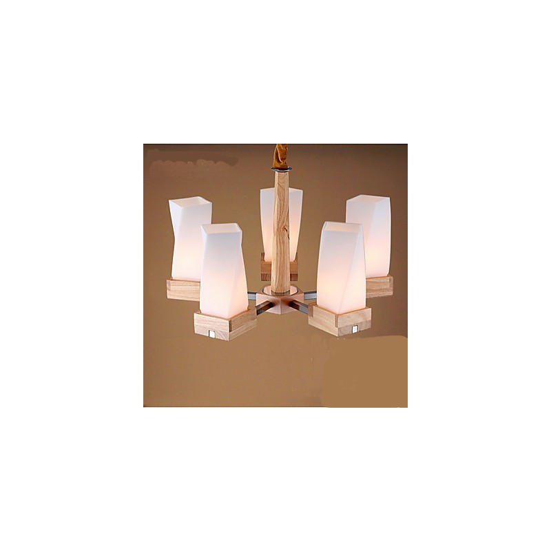 Lampadario in legno massello creativo beige 60 cm