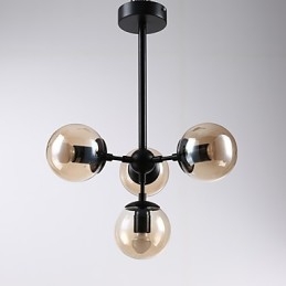 Lampadario a sospensione in metallo e vetro Modo a 4 luci, stile moderno per ingresso
