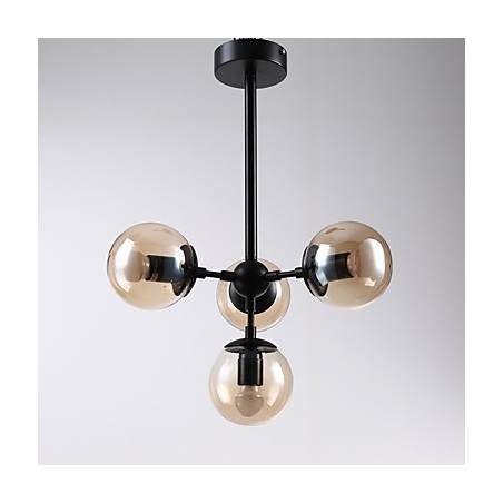 Lampadario a sospensione in metallo e vetro Modo a 4 luci, stile moderno per ingresso