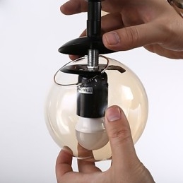 Lampadario a sospensione in metallo e vetro Modo a 4 luci, stile moderno per ingresso
