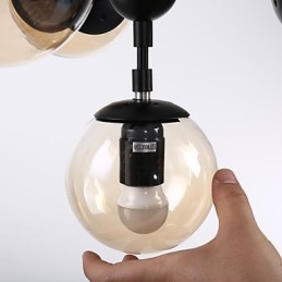 Lampadario a sospensione in metallo e vetro Modo a 4 luci, stile moderno per ingresso
