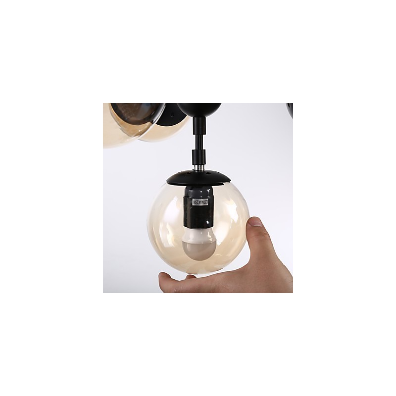 Lampadario a sospensione in metallo e vetro Modo a 4 luci, stile moderno per ingresso