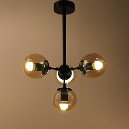 Lampadario a sospensione in metallo e vetro Modo a 4 luci, stile moderno per ingresso