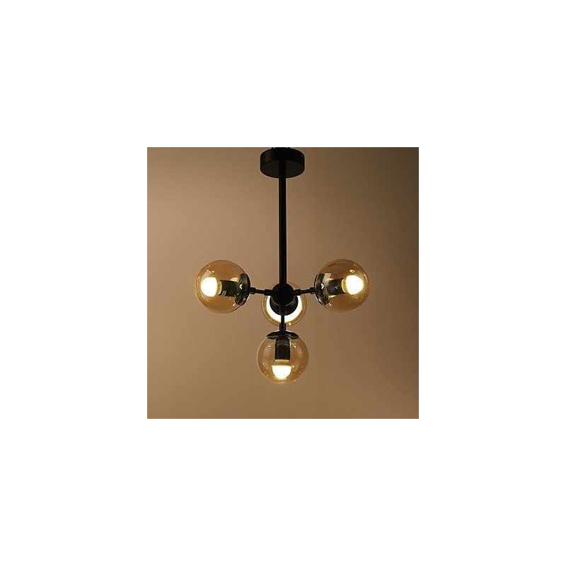 Lampadario a sospensione in metallo e vetro Modo a 4 luci, stile moderno per ingresso