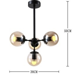 Lampadario a sospensione in metallo e vetro Modo a 4 luci, stile moderno per ingresso