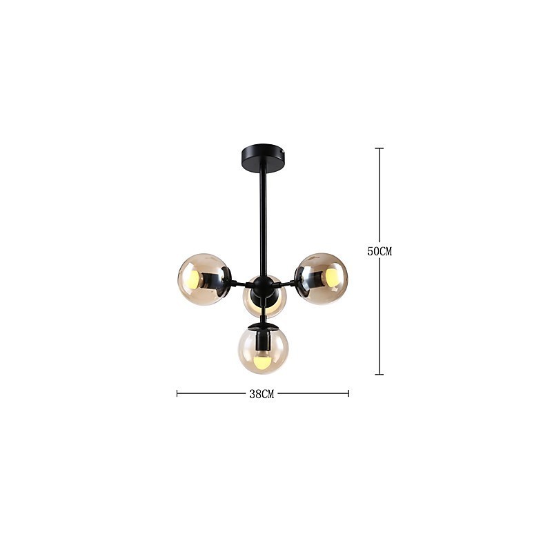 Lampadario a sospensione in metallo e vetro Modo a 4 luci, stile moderno per ingresso