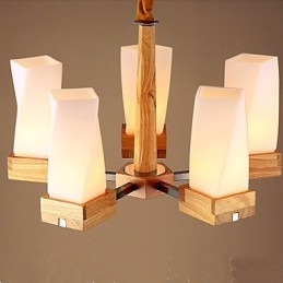 Lampadario in legno massello creativo beige 60 cm