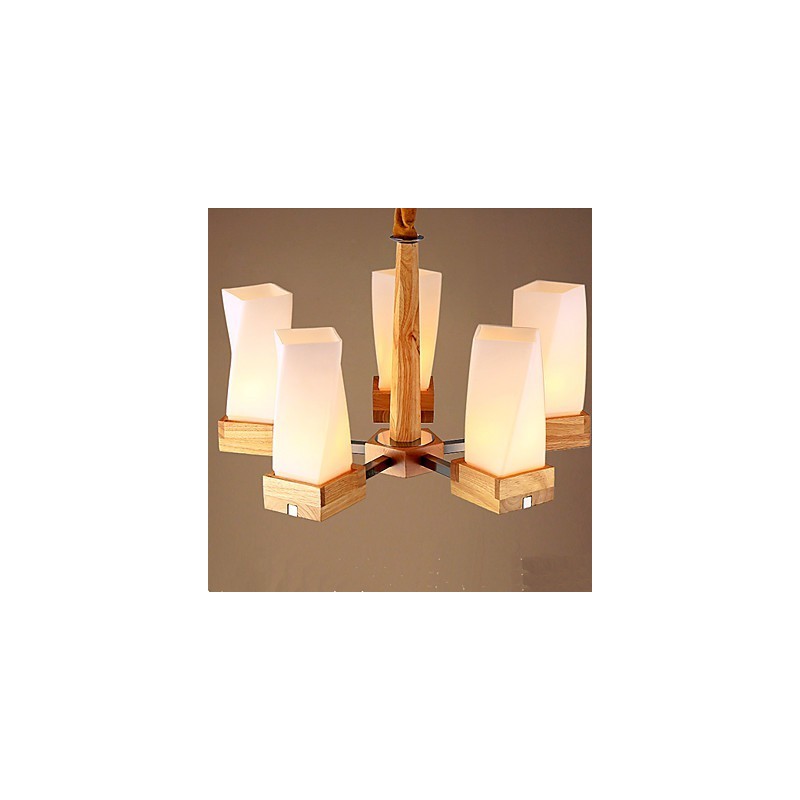Lampadario in legno massello creativo beige 60 cm
