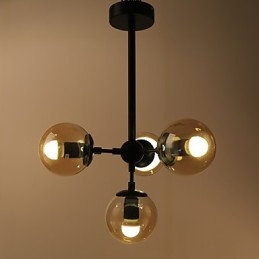 Lampadario a sospensione in metallo e vetro Modo a 4 luci, stile moderno per ingresso