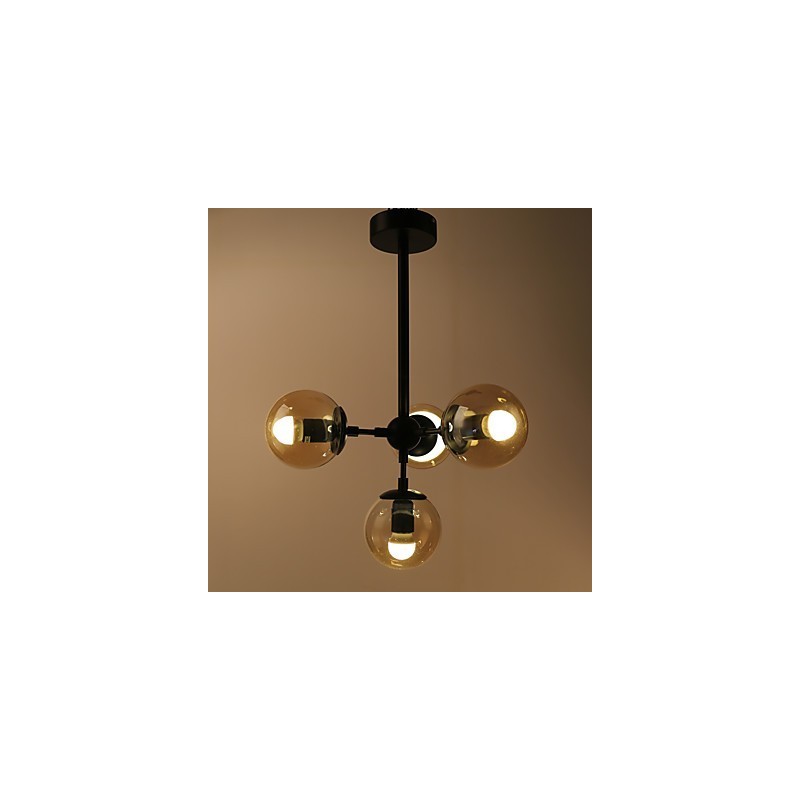 Lampadario a sospensione in metallo e vetro Modo a 4 luci, stile moderno per ingresso