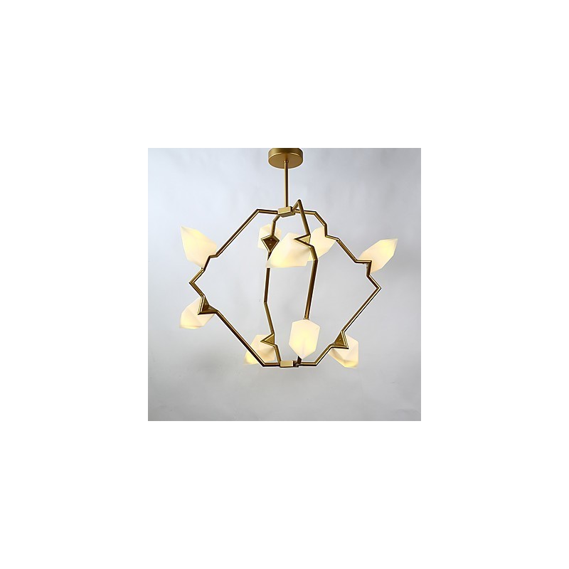 Lampadario moderno in metallo con vetro color pesca a 9 luci, sospensione Canteen Decorate