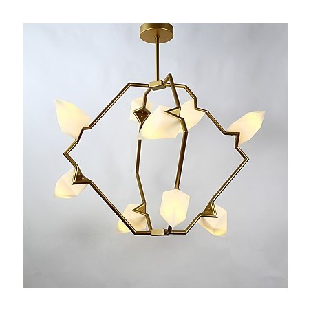 Lampadario moderno in metallo con vetro color pesca a 9 luci, sospensione Canteen Decorate