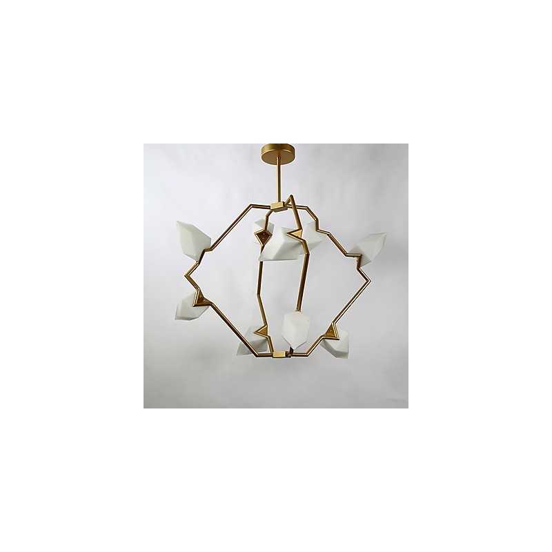 Lampadario moderno in metallo con vetro color pesca a 9 luci, sospensione Canteen Decorate
