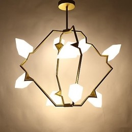 Lampadario moderno in metallo con vetro color pesca a 9 luci, sospensione Canteen Decorate