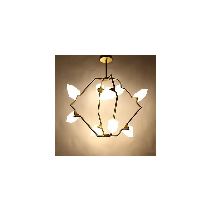 Lampadario moderno in metallo con vetro color pesca a 9 luci, sospensione Canteen Decorate