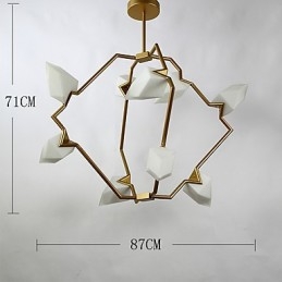Lampadario moderno in metallo con vetro color pesca a 9 luci, sospensione Canteen Decorate