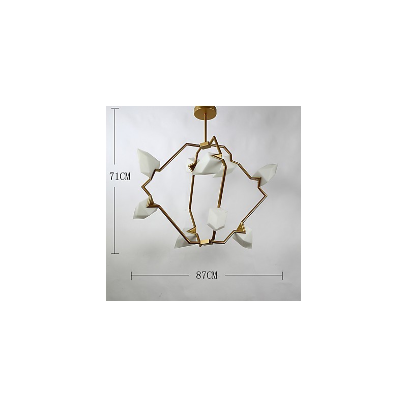Lampadario moderno in metallo con vetro color pesca a 9 luci, sospensione Canteen Decorate
