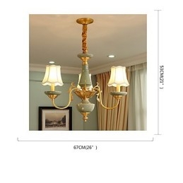 Lampadario rustico in ottone con decorazioni in ceramica OP0