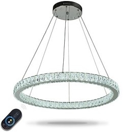 Lampada a sospensione ad anello dimmerabile con telecomando, lampadario moderno LED integrato