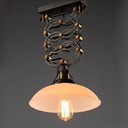 Lampadario a sospensione in ferro battuto stile rustico con dettagli dorati, nero/bianco, 50 cm