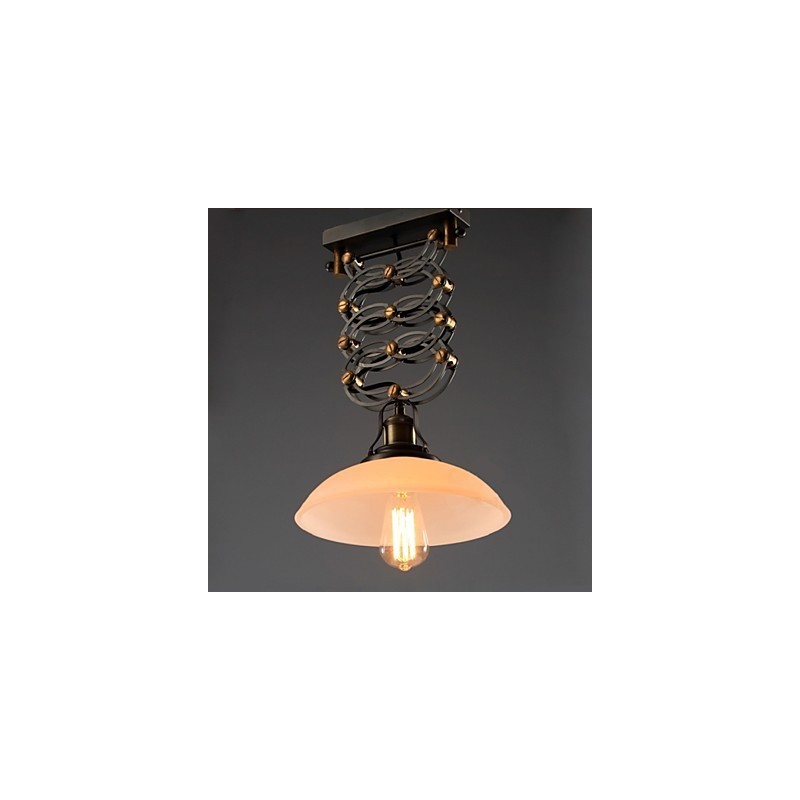 Lampadario a sospensione in ferro battuto stile rustico con dettagli dorati, nero/bianco, 50 cm