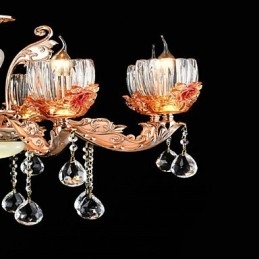 Lampadario classico in lega di zinco e metallo con cristalli, 8 luci E12/E14