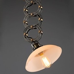 Lampadario a sospensione in ferro battuto stile rustico con dettagli dorati, nero/bianco, 50 cm