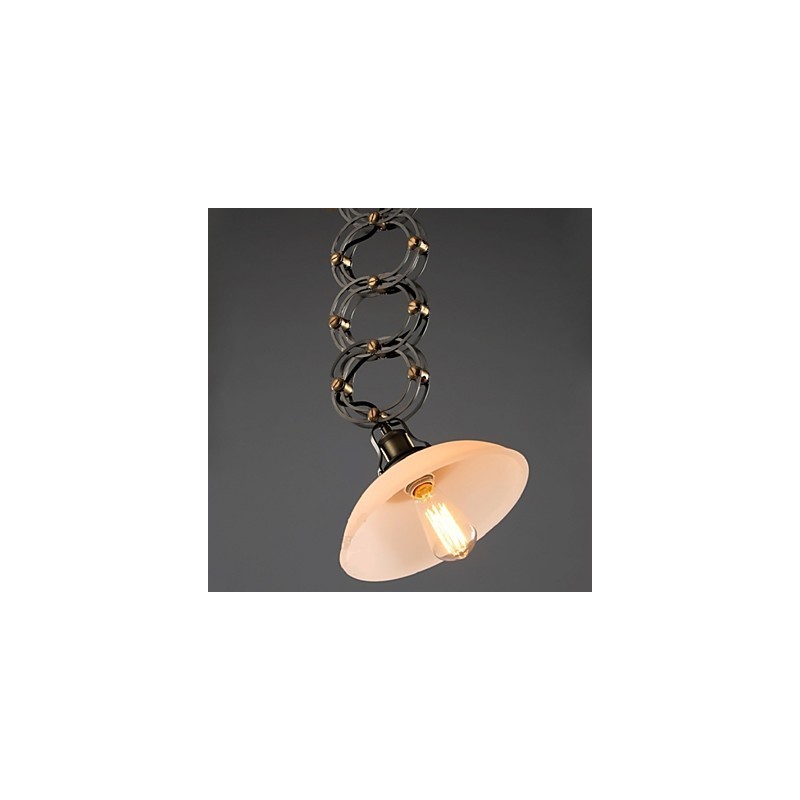 Lampadario a sospensione in ferro battuto stile rustico con dettagli dorati, nero/bianco, 50 cm