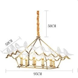 Lampadario moderno contemporaneo in metallo finitura ottone con 2 livelli, 8 luci E12/E14
