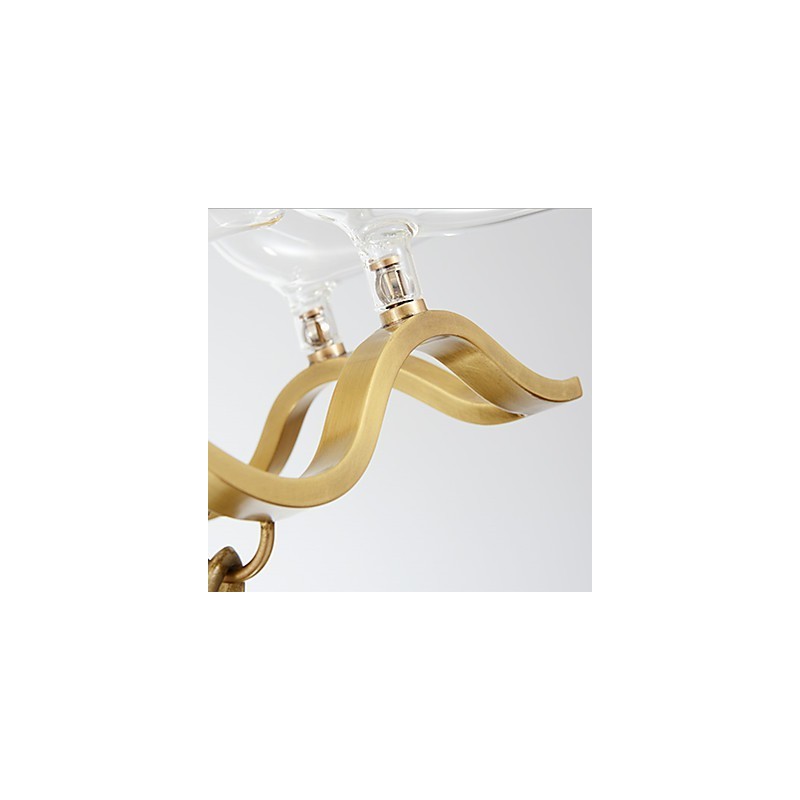 Lampadario moderno contemporaneo in metallo finitura ottone con 2 livelli, 8 luci E12/E14