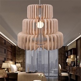 Lampadario vintage in legno a 3 livelli